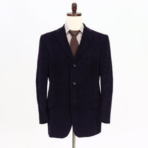 Lands' End 46R Blue Solid 3-Button Sport Coat Blazer Jacket P458